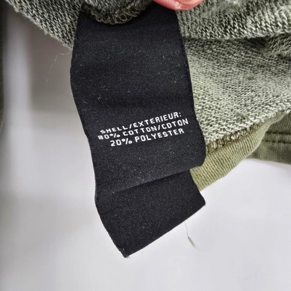 7 For All Mankind Olive Green Ruffle Long Sleeve Cropped Sweatshirt Large - Picture 7 of 10
